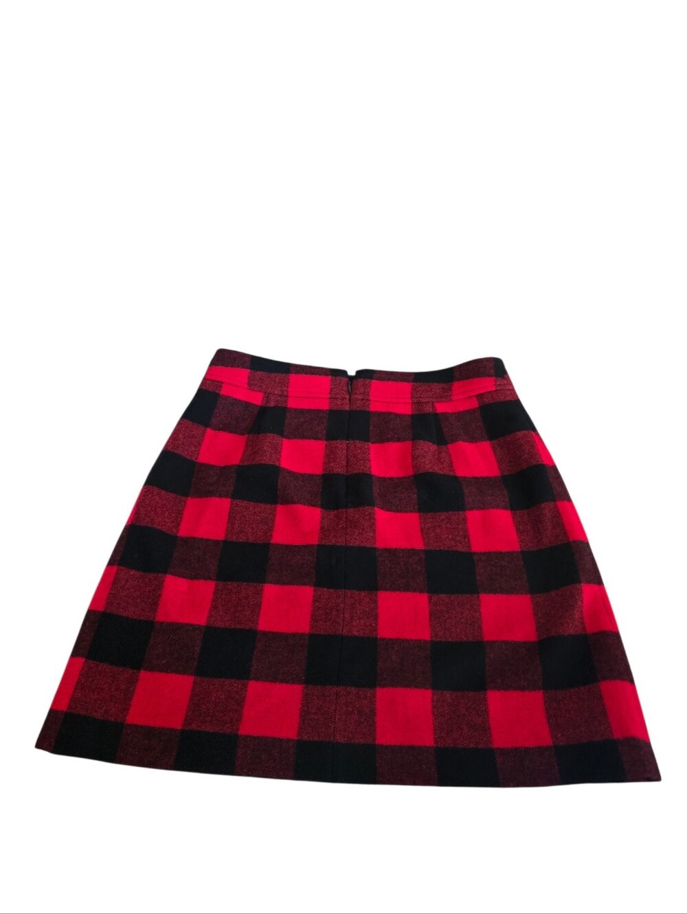 J. Crew Buffalo Plaid Wool Blend A-Line Mini Skirt Red Black Womens Size 8 AC275 - Picture 2 of 12